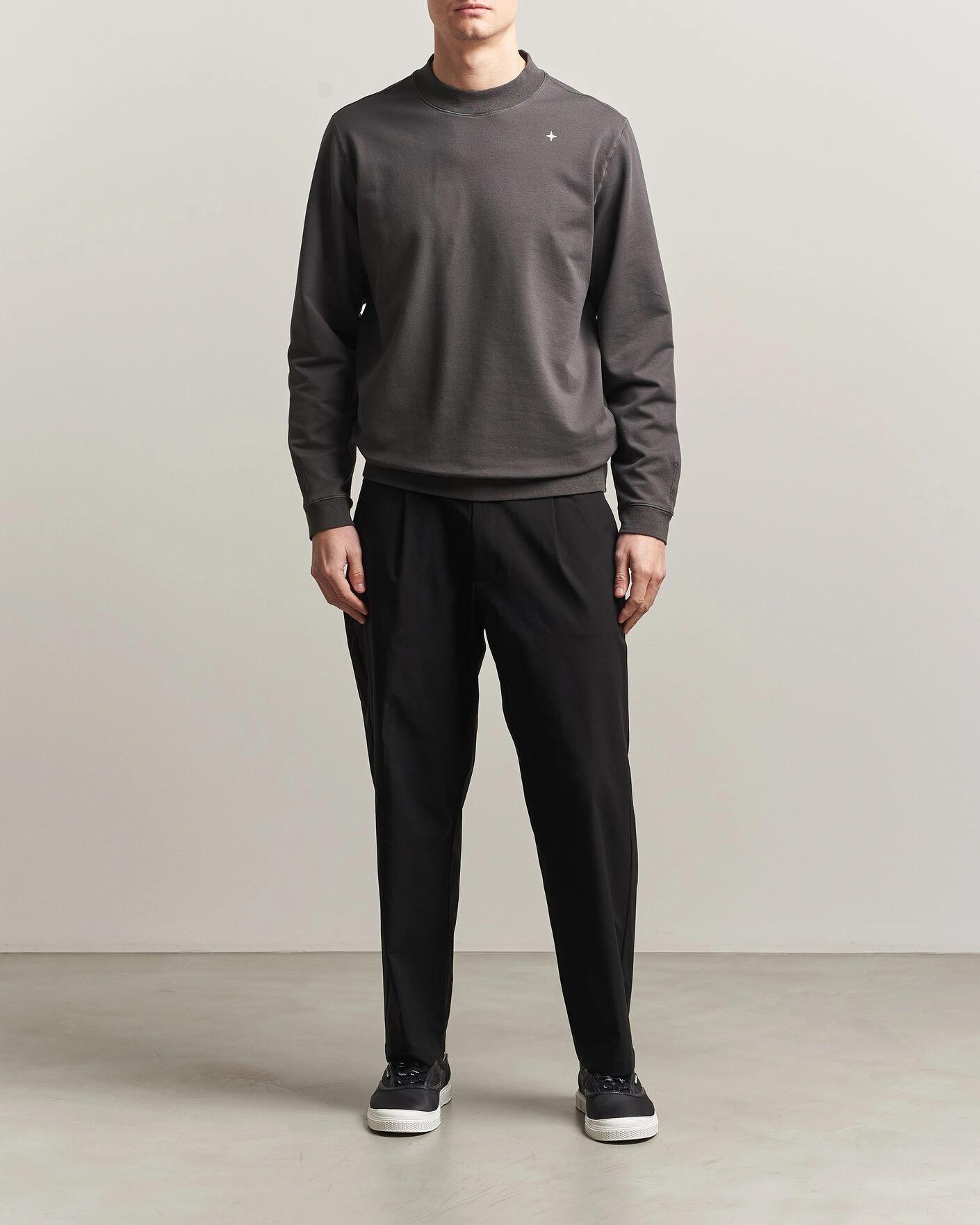Men | Sweaters & Knitwear | Stone Island | Stellina Cotton Sweatshirt Charcoal