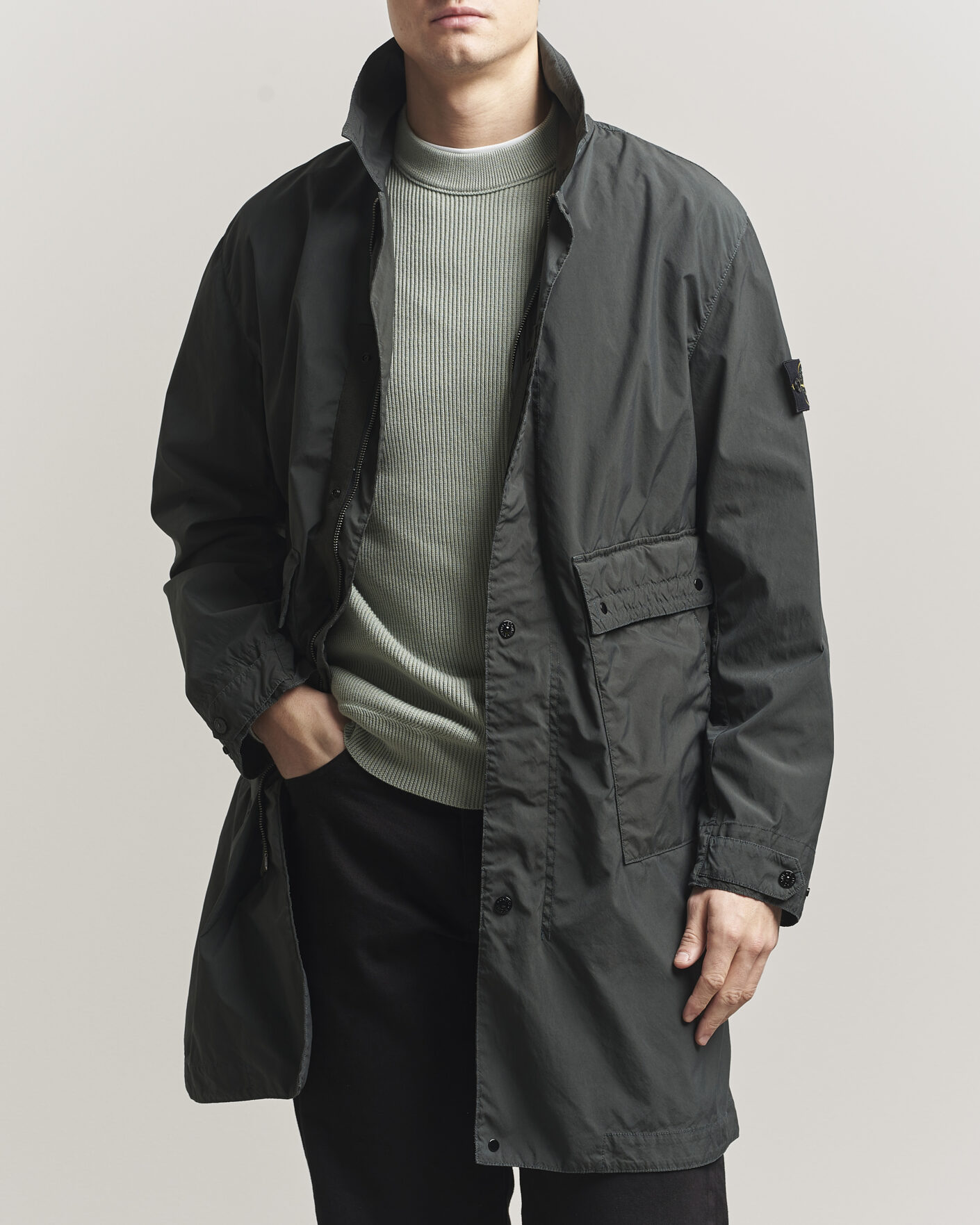 Men | Coats & Jackets | Stone Island | Light Compact Car Coat Charcoal