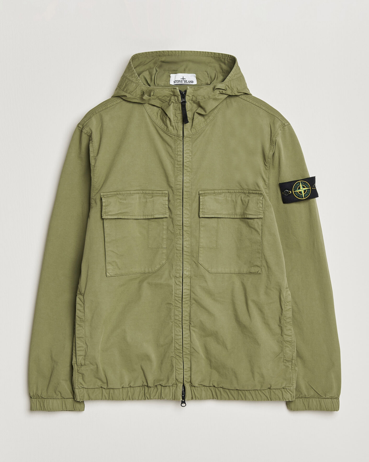 Stone Island Stretch Cotton Twill Hood Jacket Military Green at
