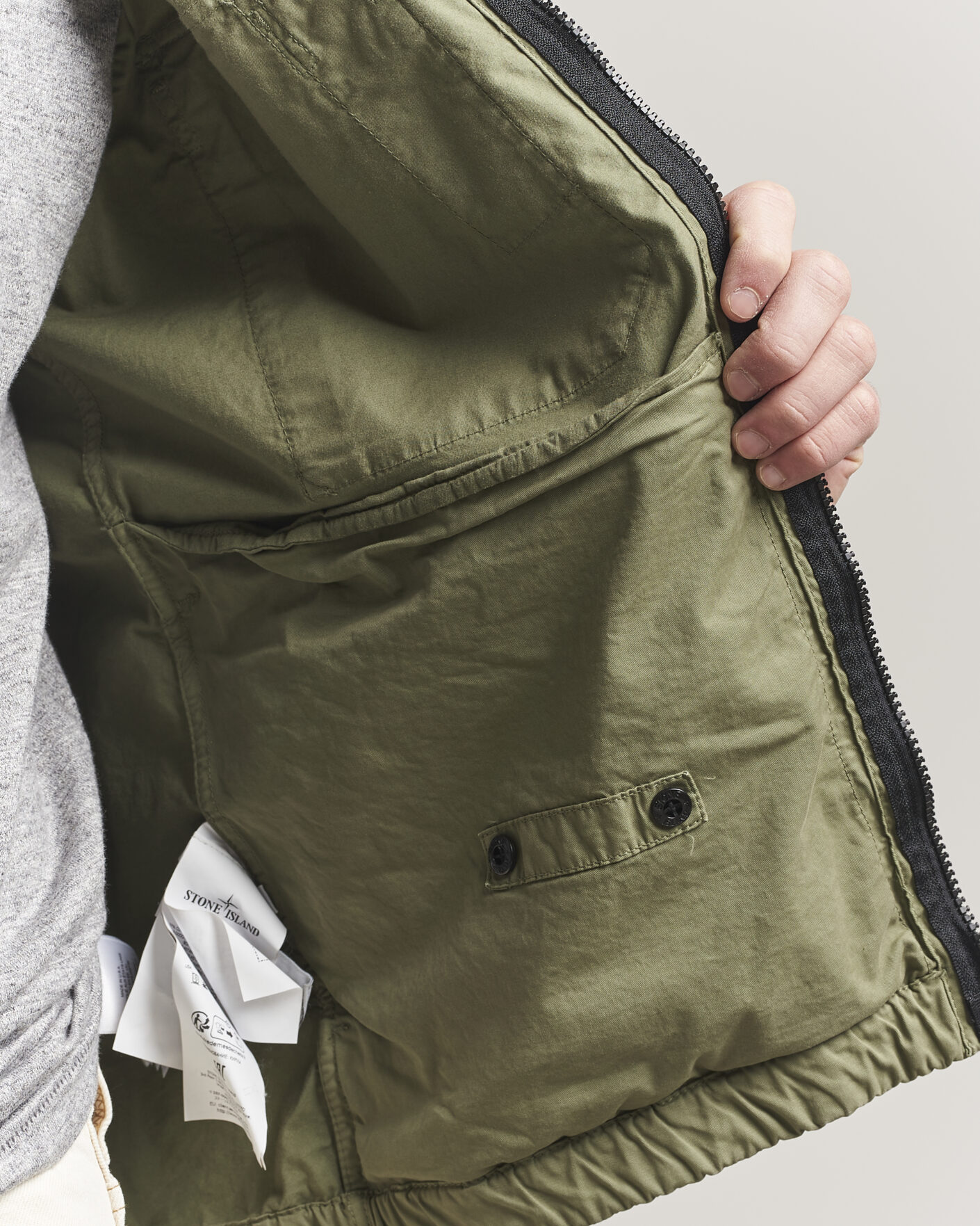 Stone Island Stretch Cotton Twill Hood Jacket Military Green at