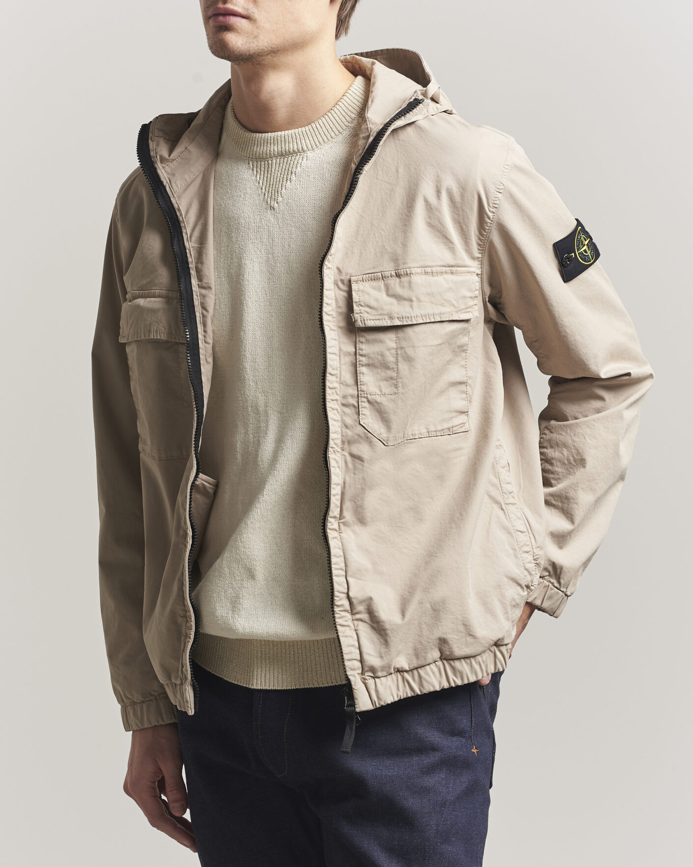 Men | Coats & Jackets | Stone Island | Stretch Cotton Twill Hood Jacket Desert