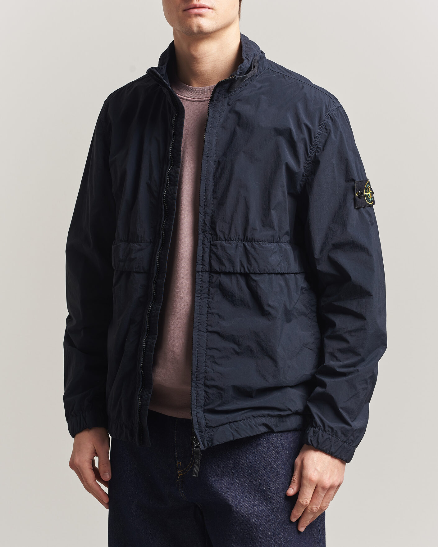 Stone Island Nylon Smerigliato-TC Stand Collar Jacket Navy at