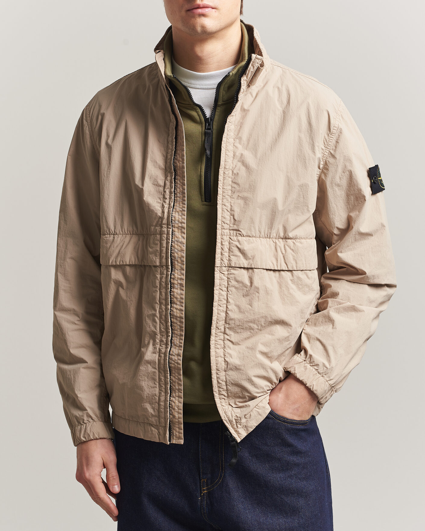 Standcollar Nylon Jacket ベージュ 36 Stone Island Stand Collar Jacket | Nordstrom