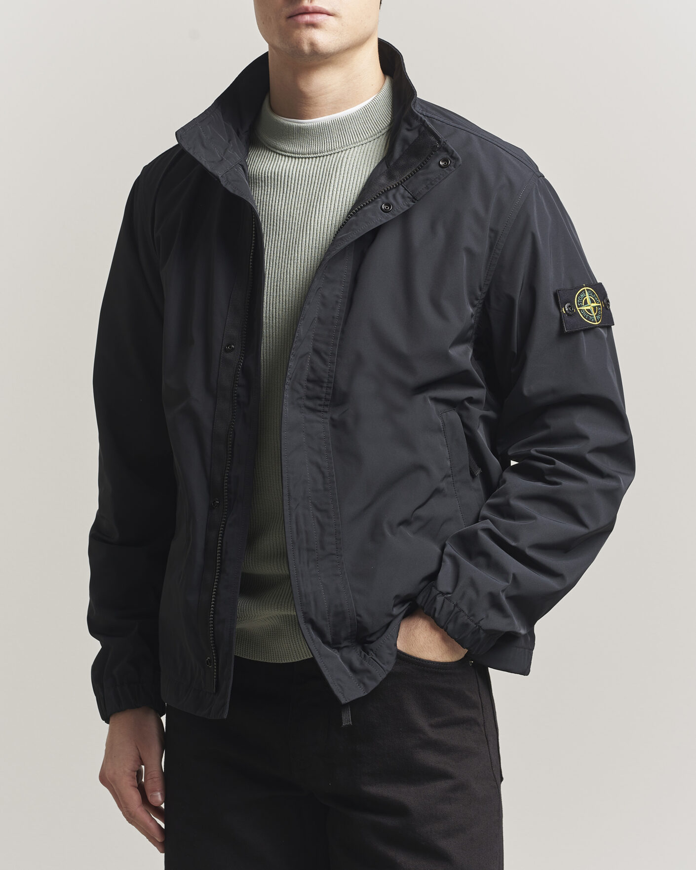 Men | Coats & Jackets | Stone Island | Micro Twill Stand Collar Jacket Black