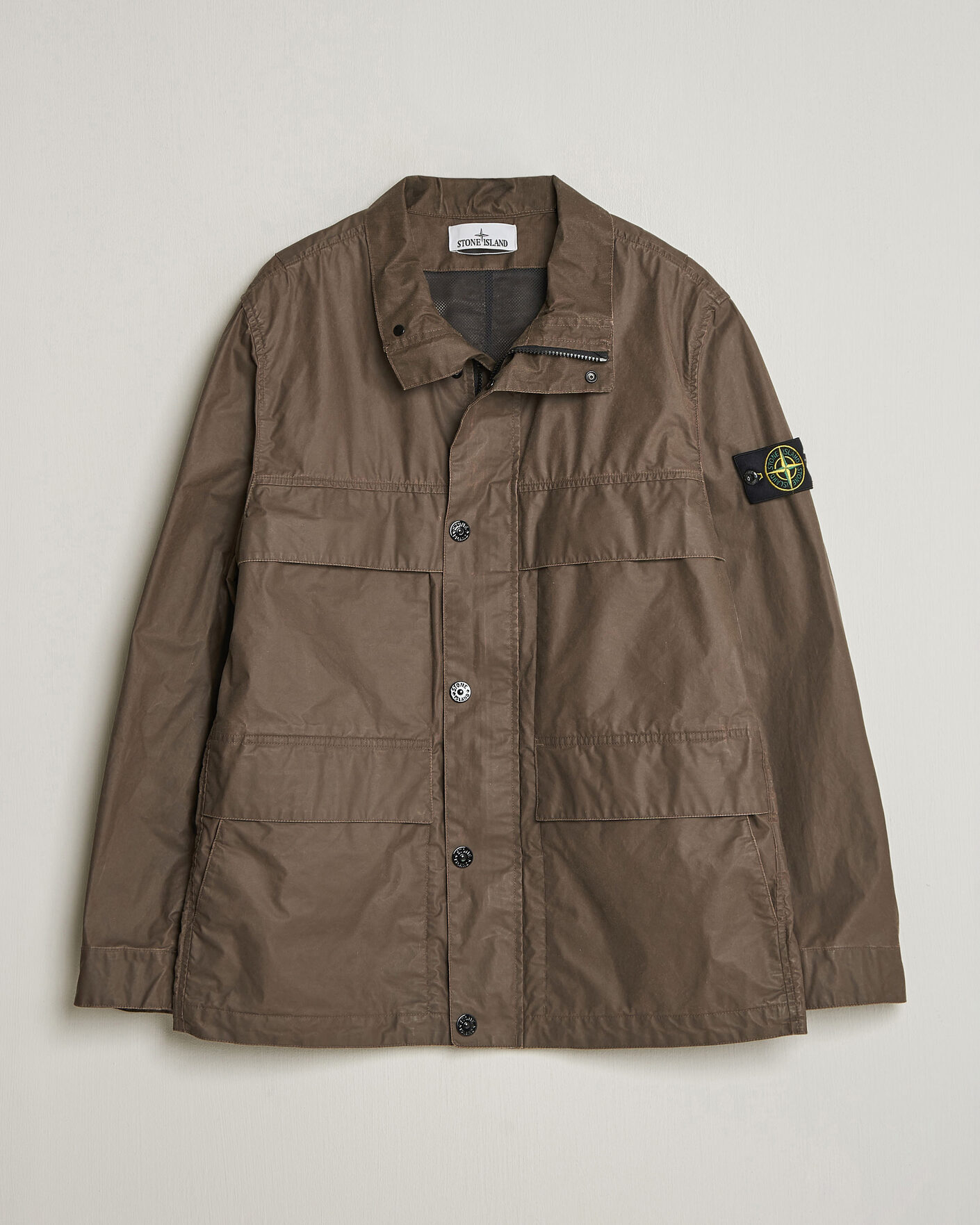 Stone Island Waxed Pigment Cotton Tela Field Jacket Umber at