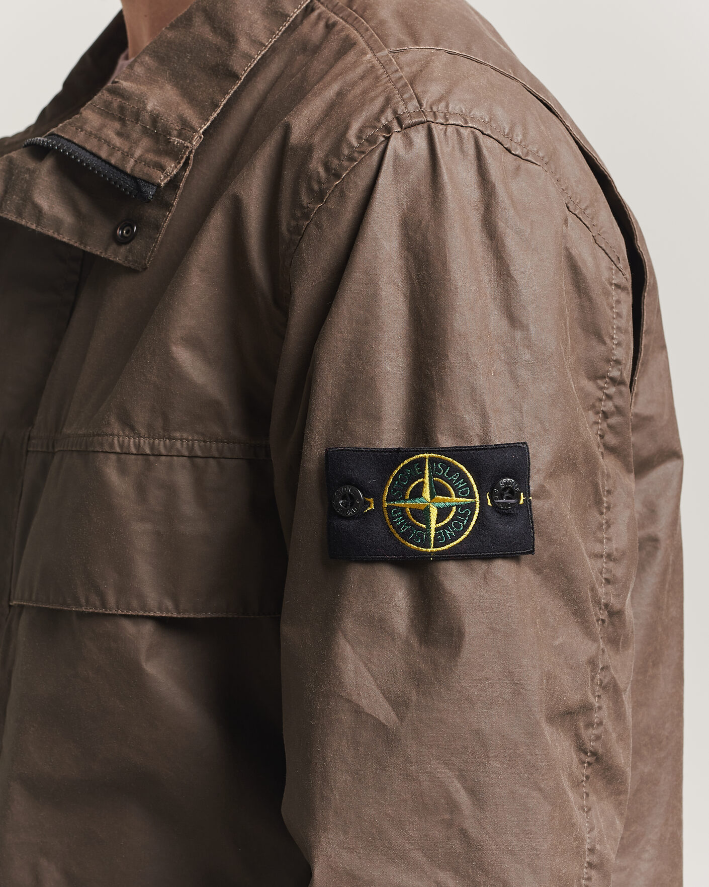 Stone Island Waxed Pigment Cotton Tela Field Jacket Umber at