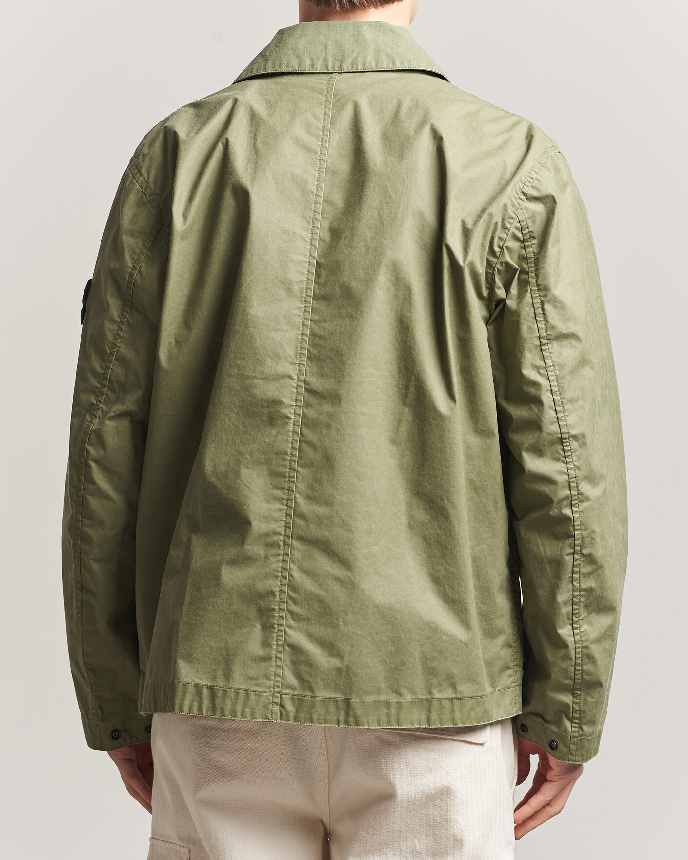 Stone Island Waxed Pigment Cotton Tela Coach Jacket Military Green