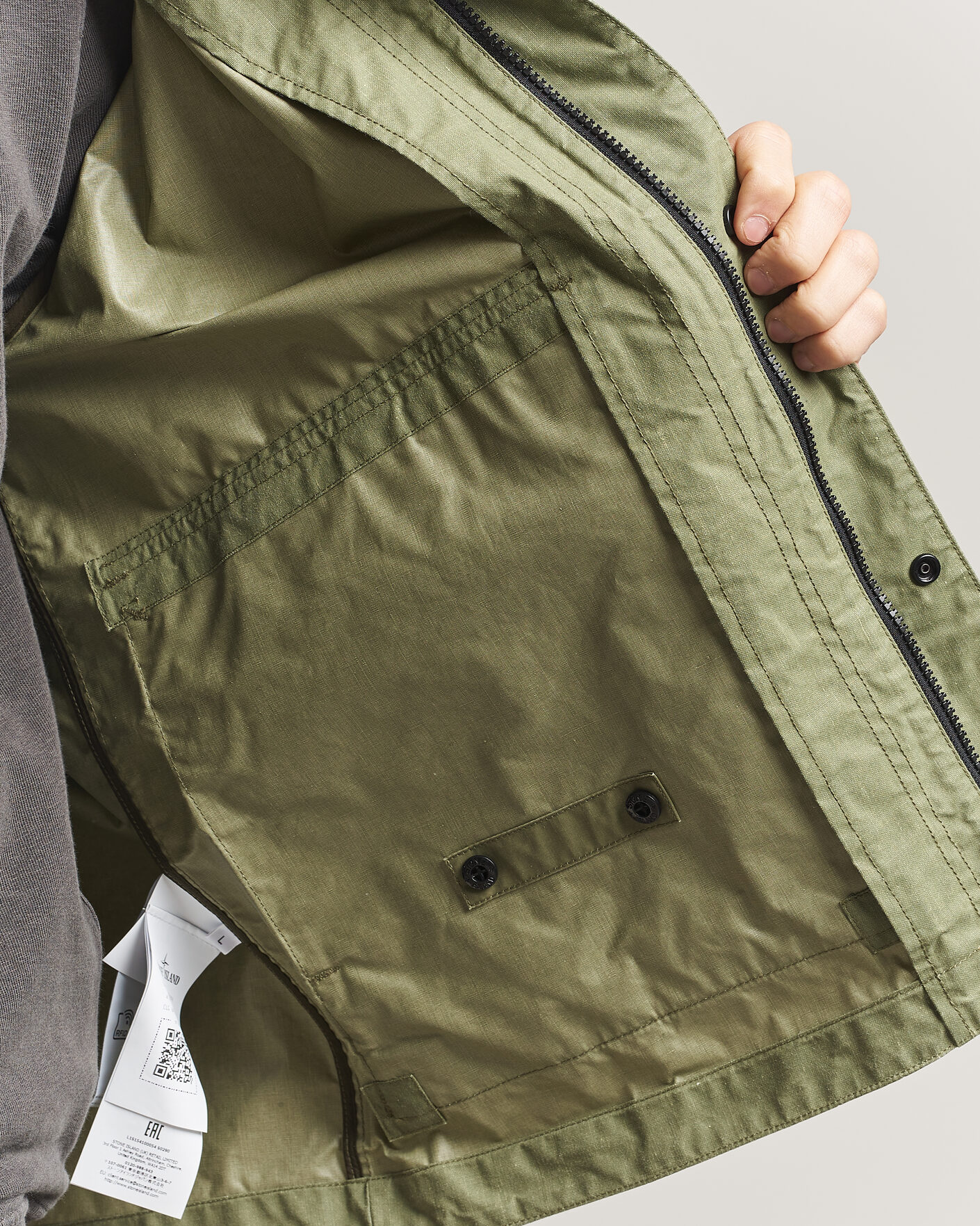 Stone Island Waxed Pigment Cotton Tela Coach Jacket Military Green