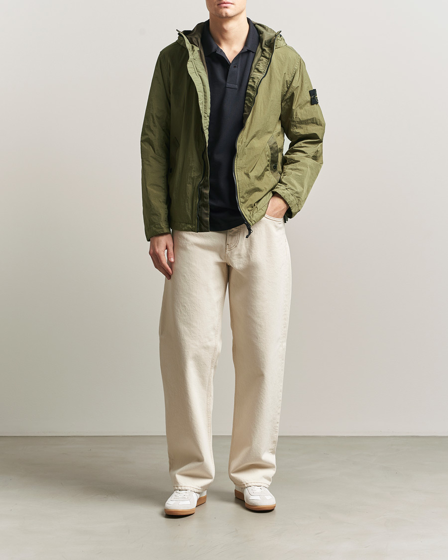 Stone Island Crinkle Reps Padded Hood Jacket Military Green at