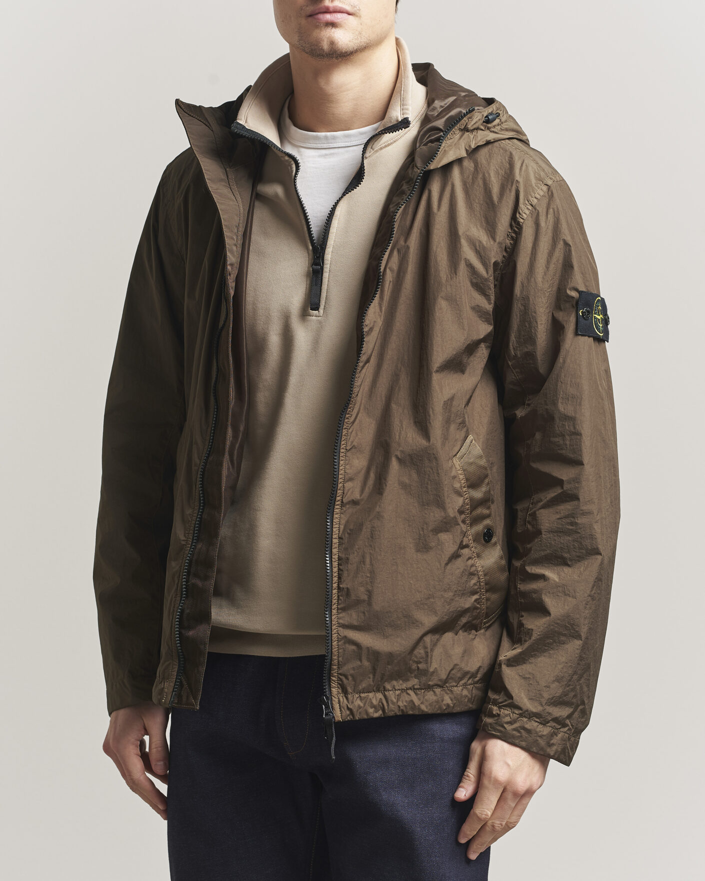 Men | Coats & Jackets | Stone Island | Crinkle Reps Padded Hood Jacket Umber