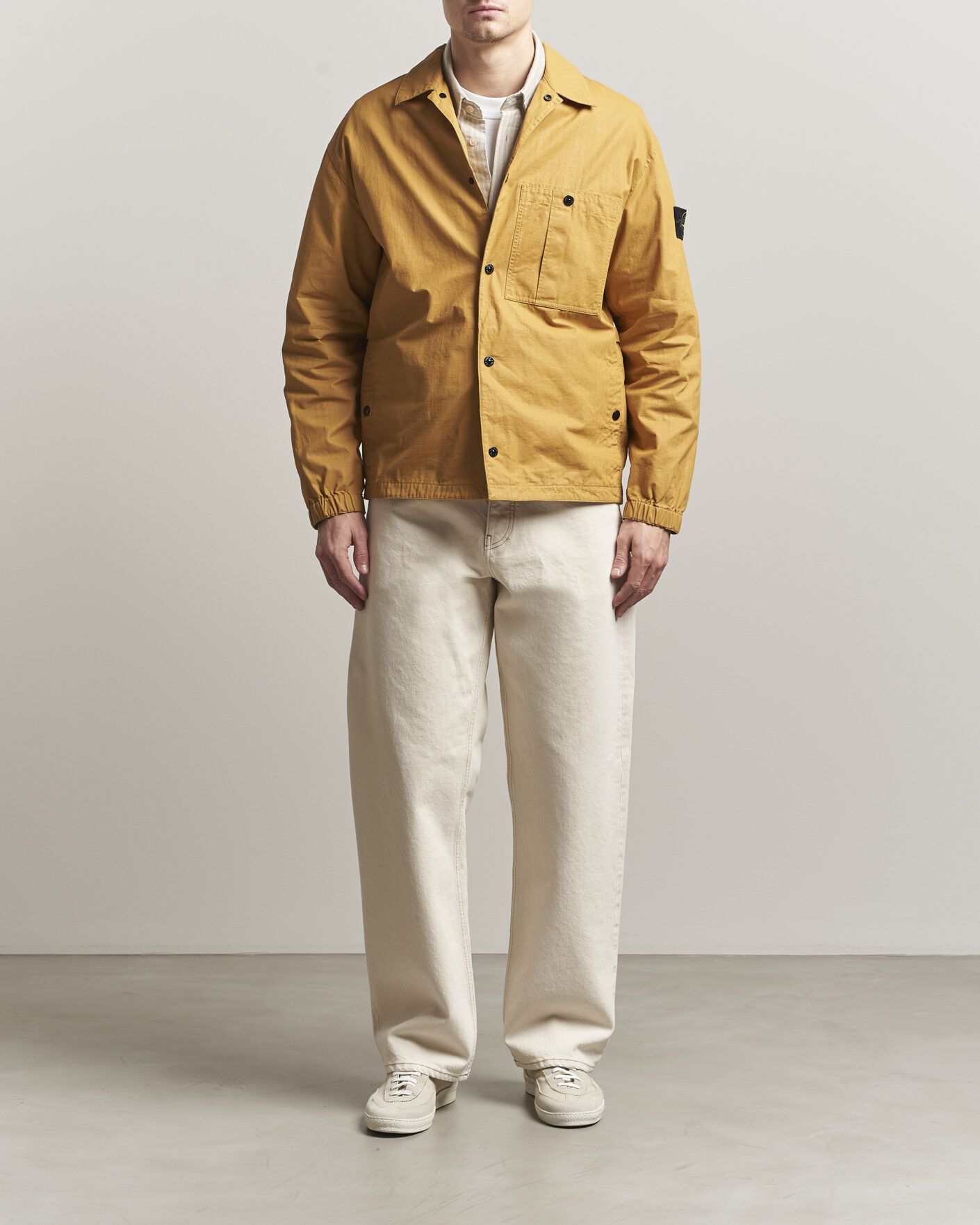 Stone Island Double Coated Cotton Ripstop Overshirt Mustard at
