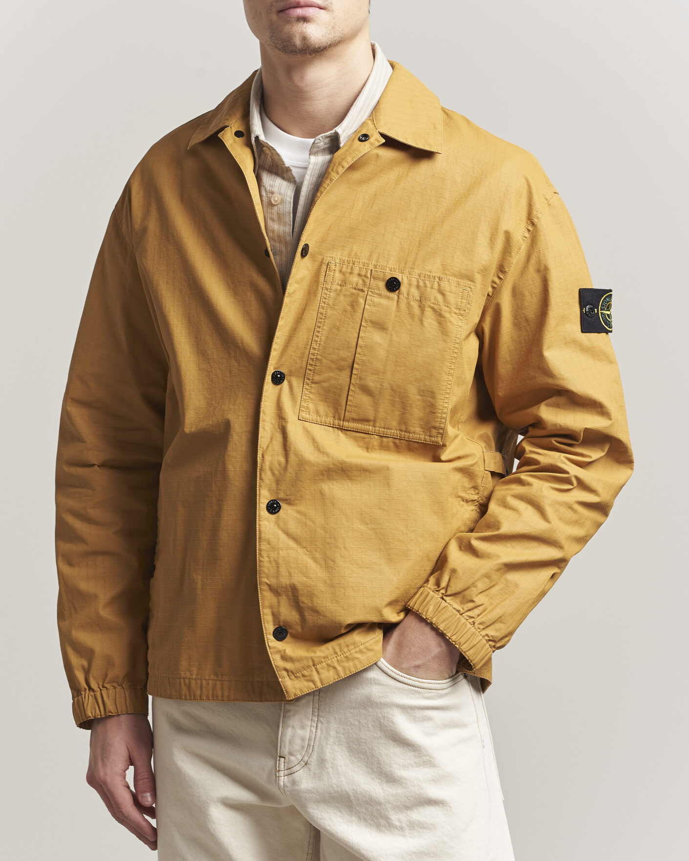 Stone Island Double Coated Cotton Ripstop Overshirt Mustard at