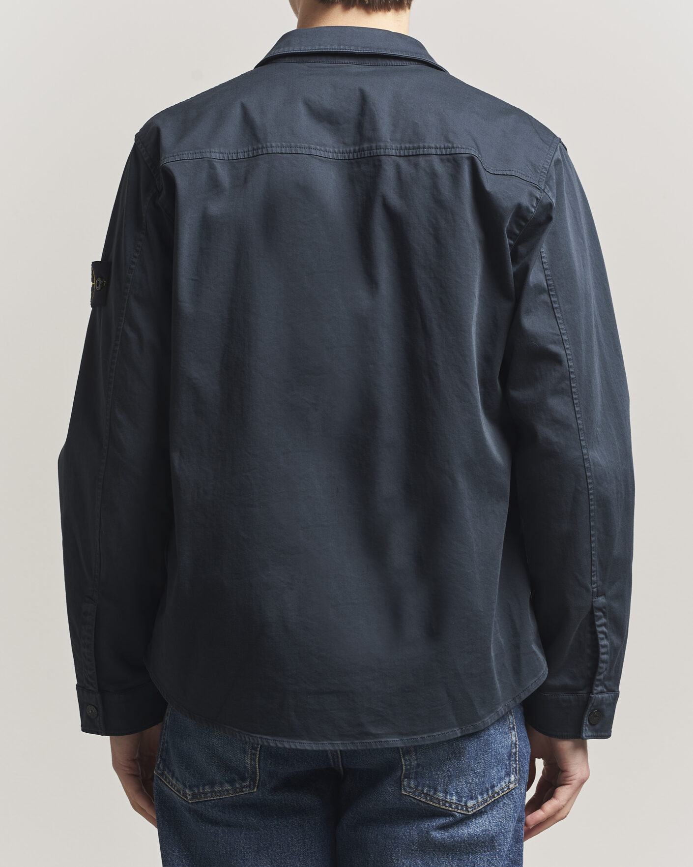 Stone Island Cotton Stretch Zip Overshirt Navy at CareOfCarl.com