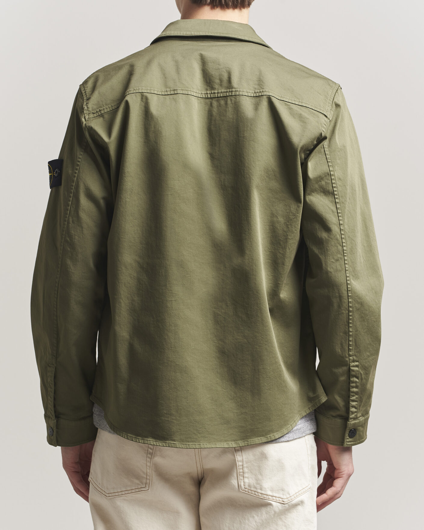 Men | Shirts | Stone Island | Cotton Stretch Zip Overshirt Military Green