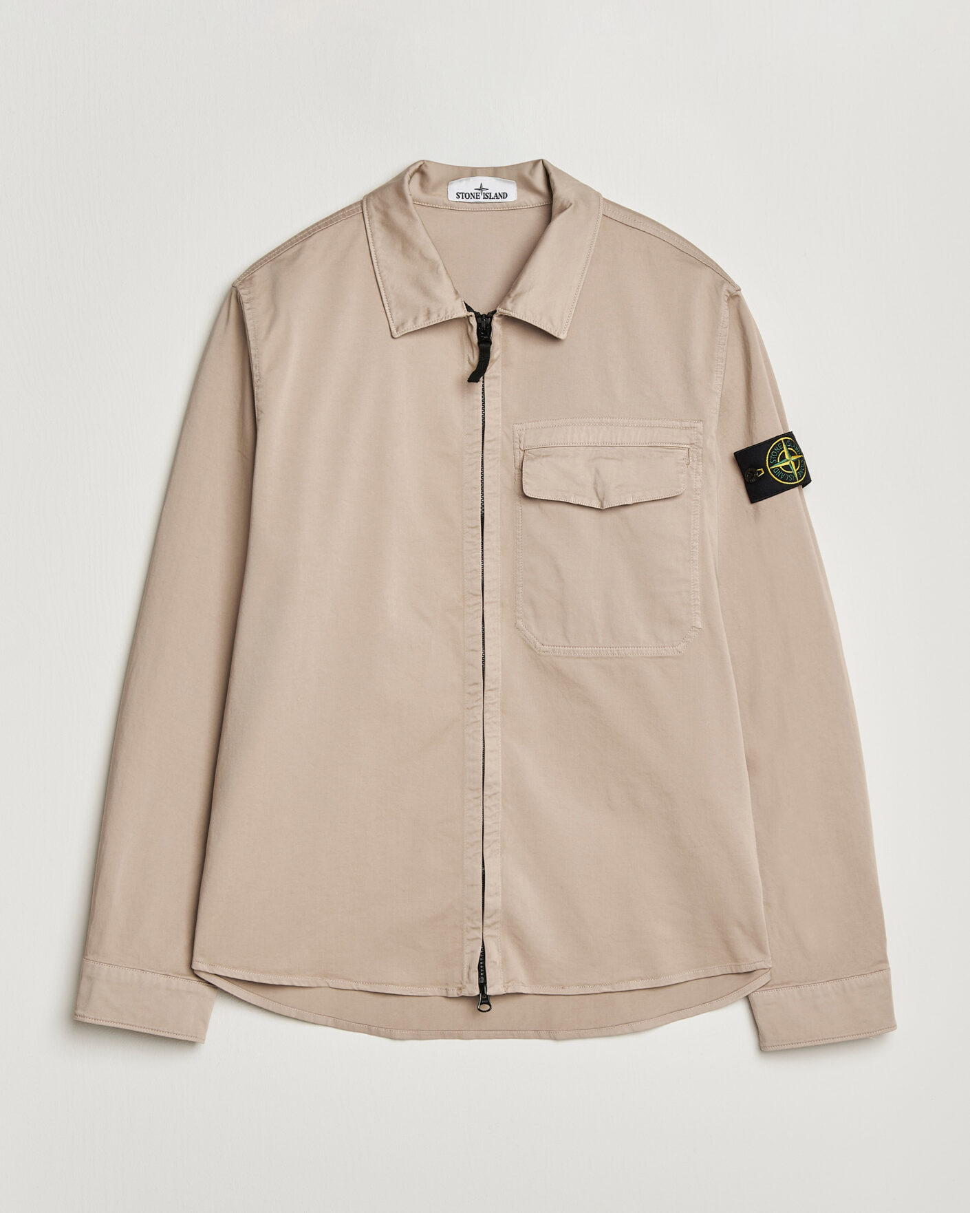 Men | Shirts | Stone Island | Cotton Stretch Zip Overshirt Desert