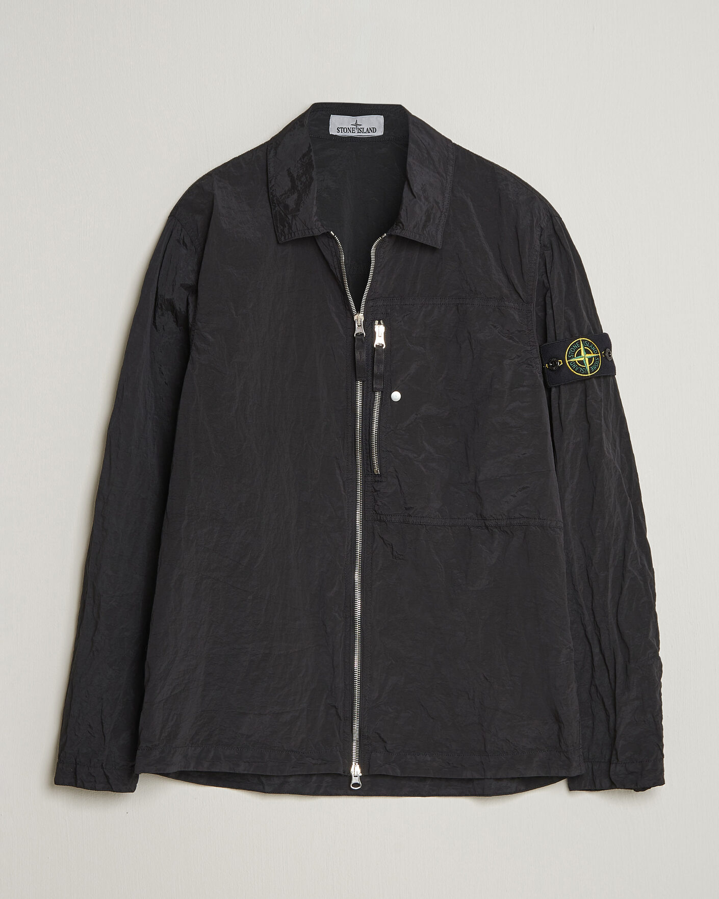 Men | Shirts | Stone Island | Nylon Metal Zip Overshirt Black