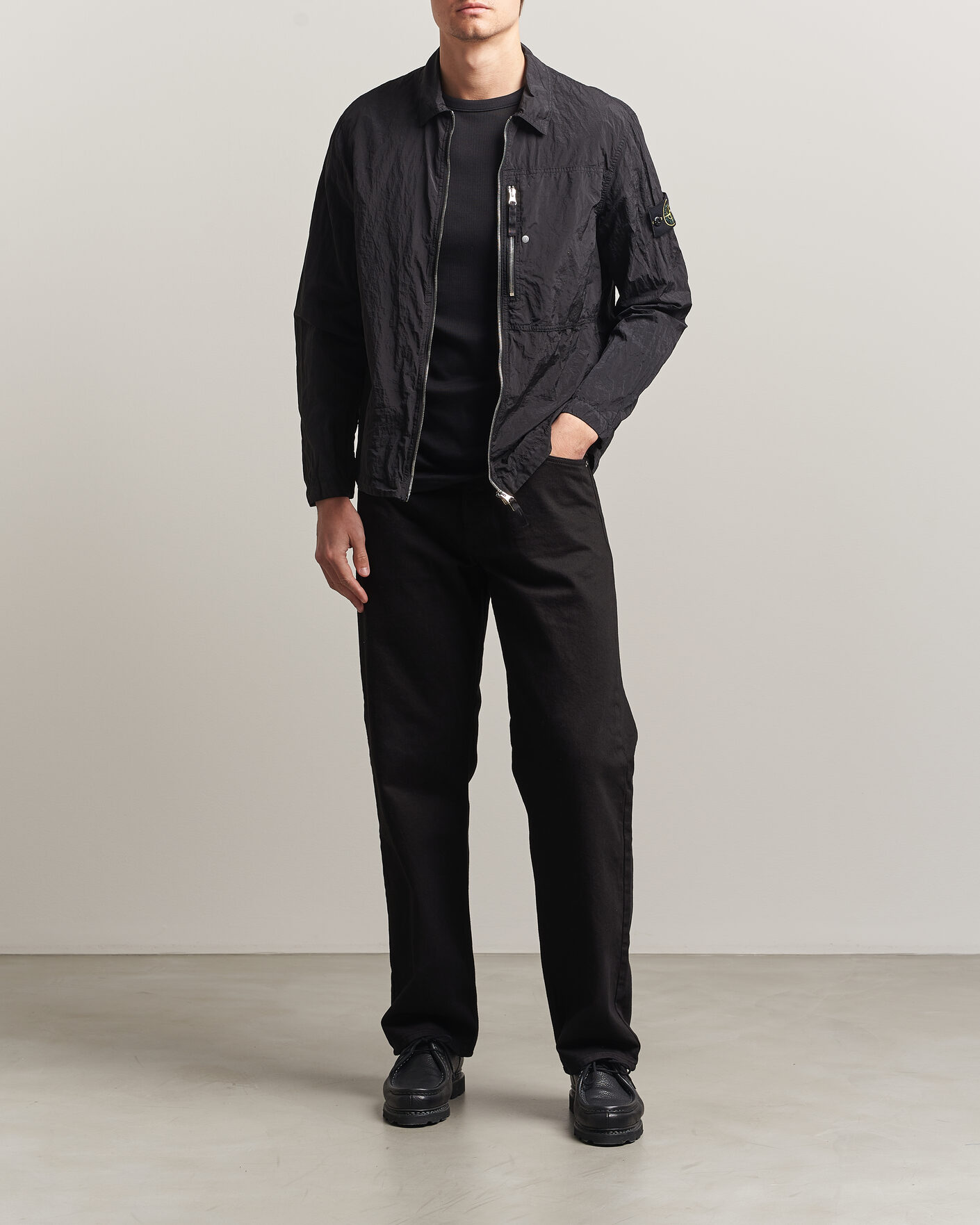 Men | Shirts | Stone Island | Nylon Metal Zip Overshirt Black