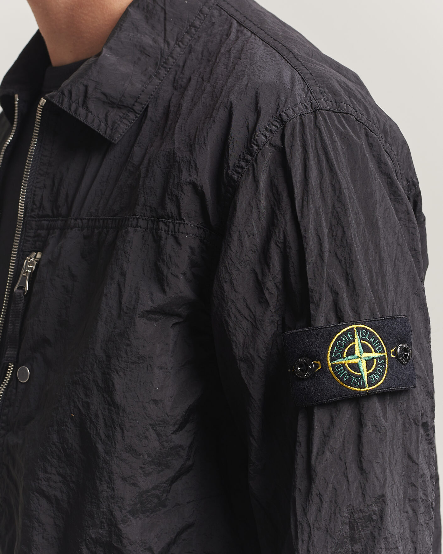 Stone Island Nylon Metal Zip Overshirt Black at CareOfCarl.com