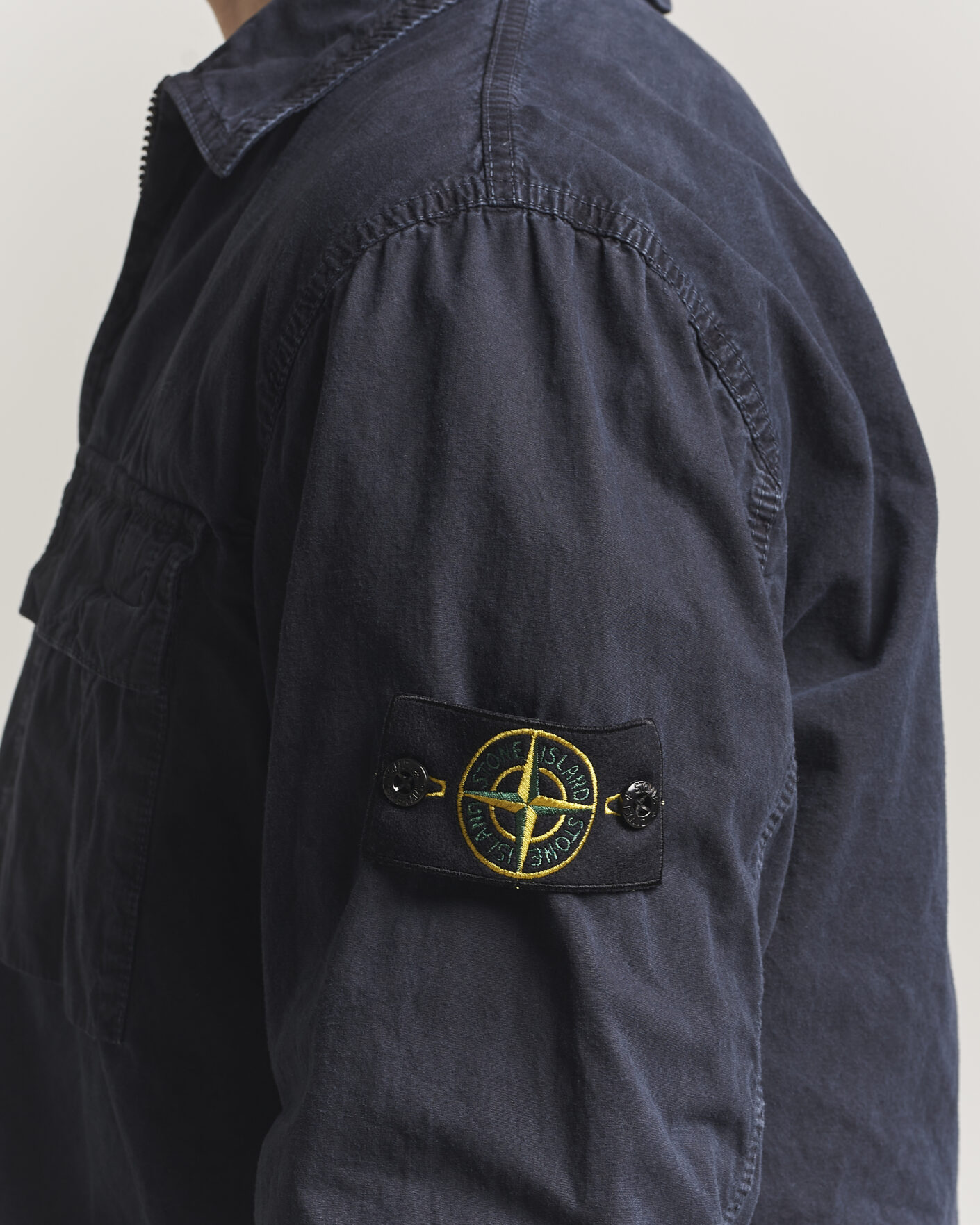 Men | Shirts | Stone Island | Brushed Cotton Canvas Zip Overshirt Navy
