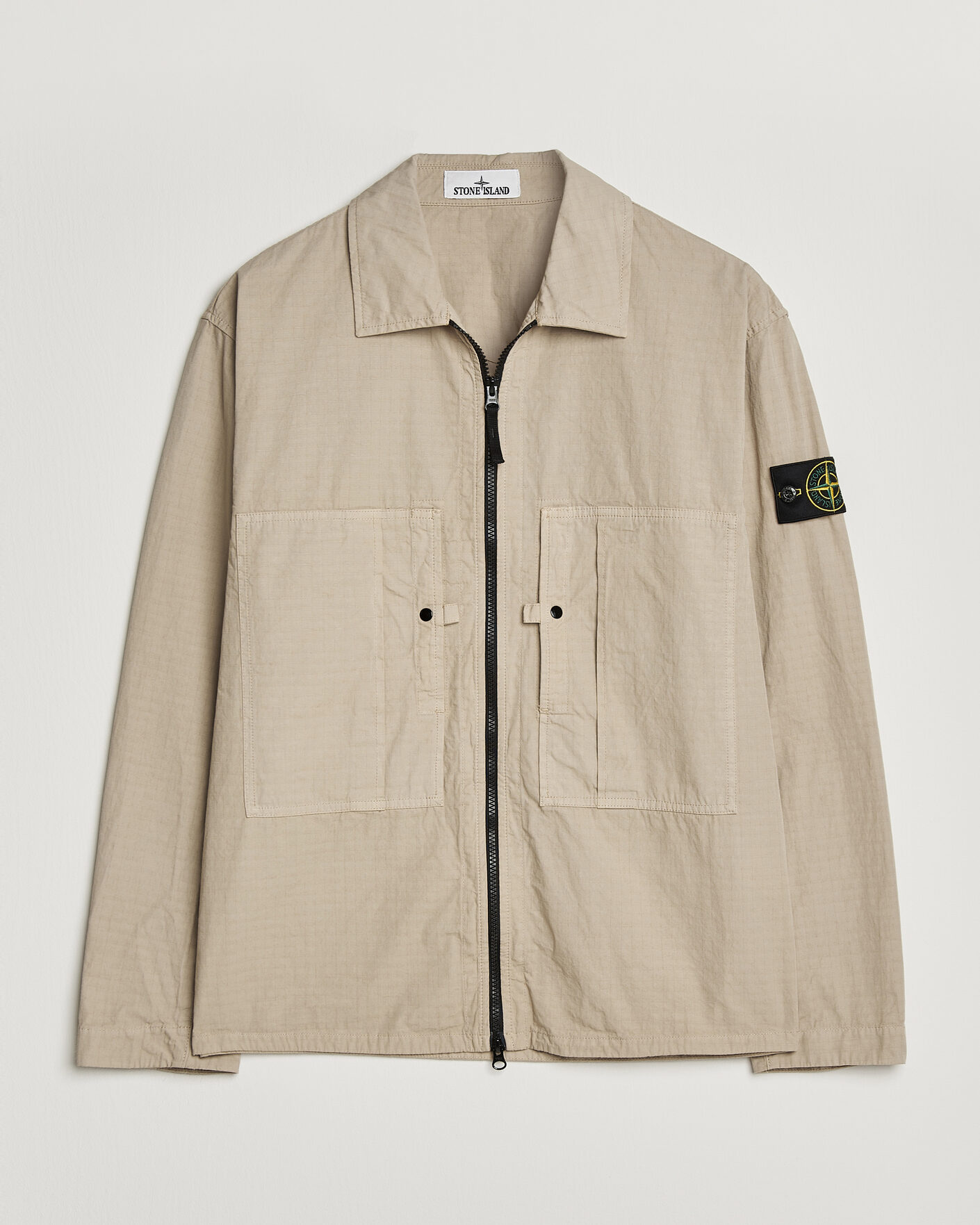 Men | Shirts | Stone Island | Cotton Ripstop Zip Overshirt Desert