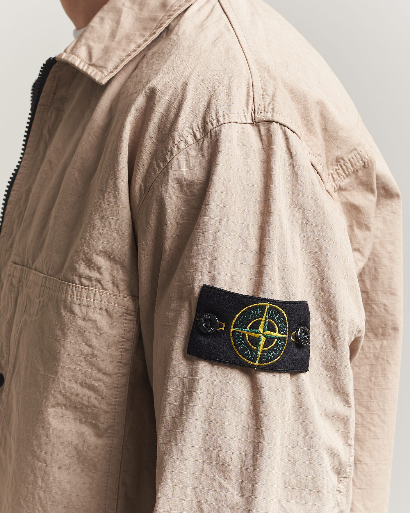Stone Island Cotton Ripstop Zip Overshirt Desert at CareOfCarl.com