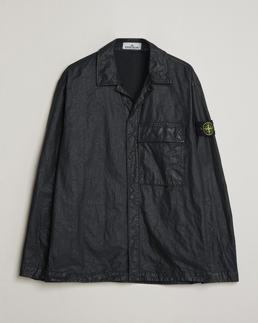 Men | Shirts | Stone Island | Garment Dyed Nylon Zip Overshirt Black