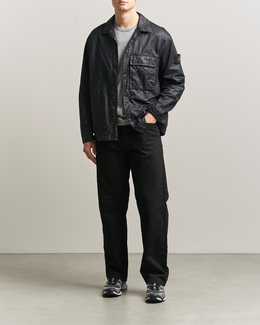 Stone Island Garment Dyed Nylon Zip Overshirt Black at CareOfCarl.com