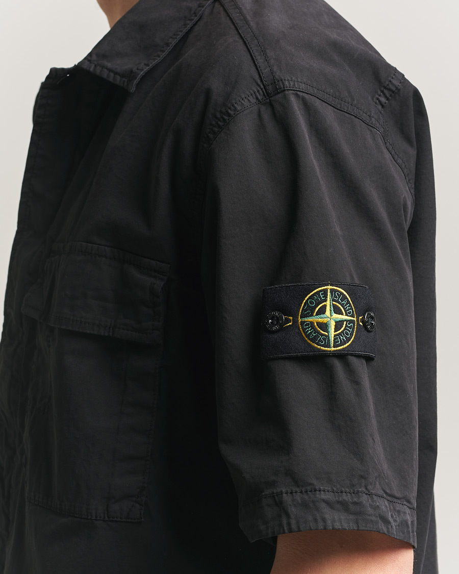 Men | Shirts | Stone Island | Organic Cotton Twill Short Sleeve Shirt Black