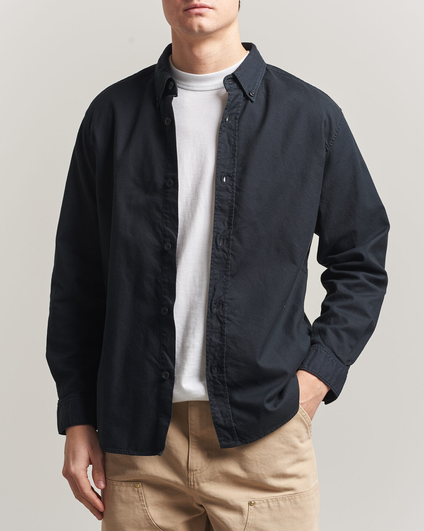 Men | Shirts | Stone Island | Organic Cotton Oxford Shirt Navy