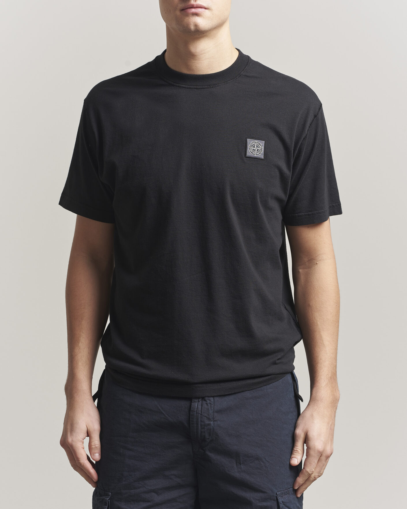 Men | T-Shirts | Stone Island | Organic Cotton Fissato Effect T-Shirt Black