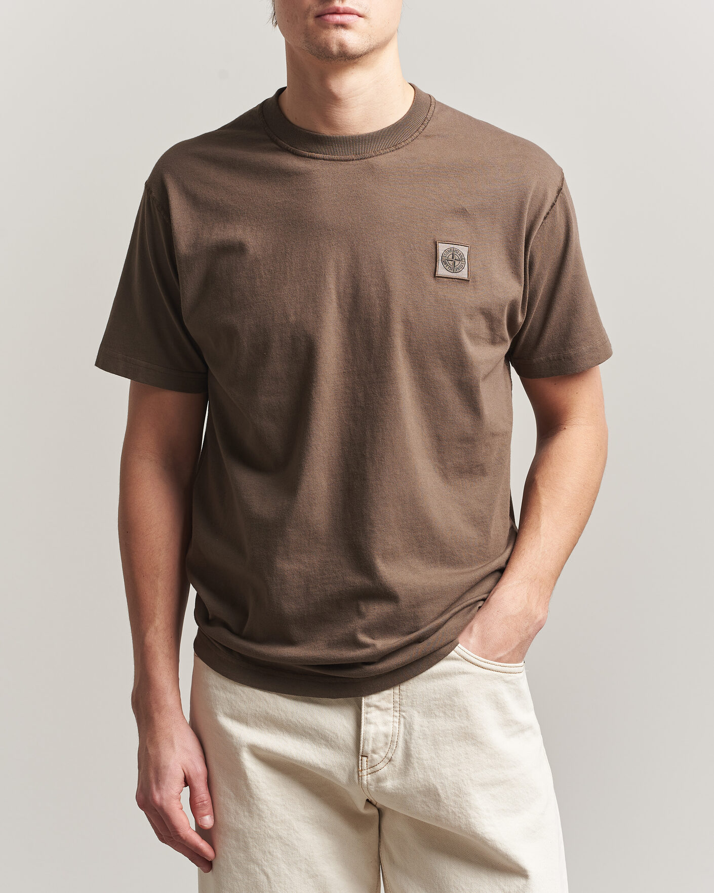 Men | T-Shirts | Stone Island | Organic Cotton Fissato Effect T-Shirt Umber