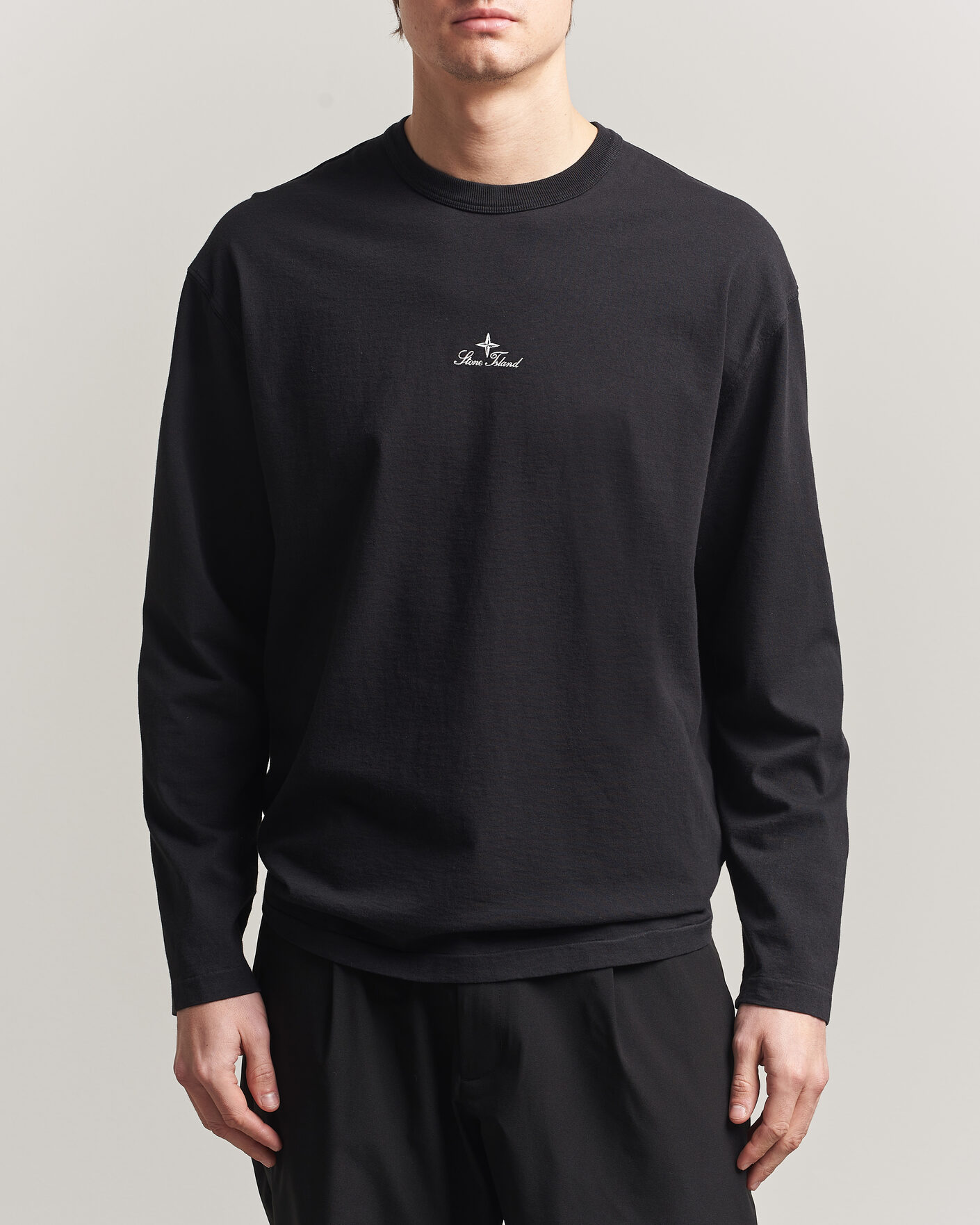 Stone Island Long Sleeve Garment Dyed Cotton Jersey T-Shirt White