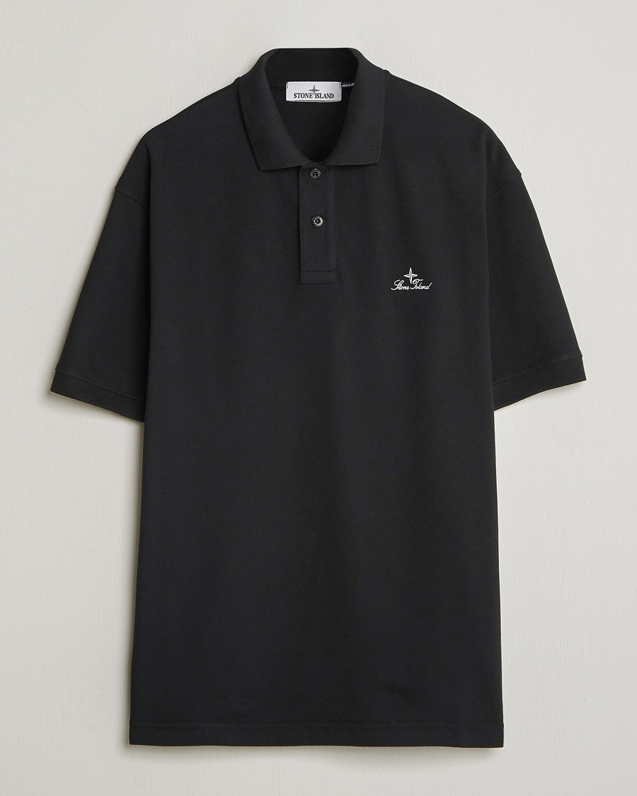 Men | Polo Shirts | Stone Island | Organic Cotton Pique Black