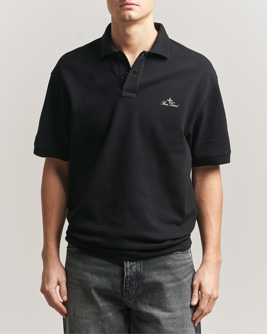 Men | Polo Shirts | Stone Island | Organic Cotton Pique Black