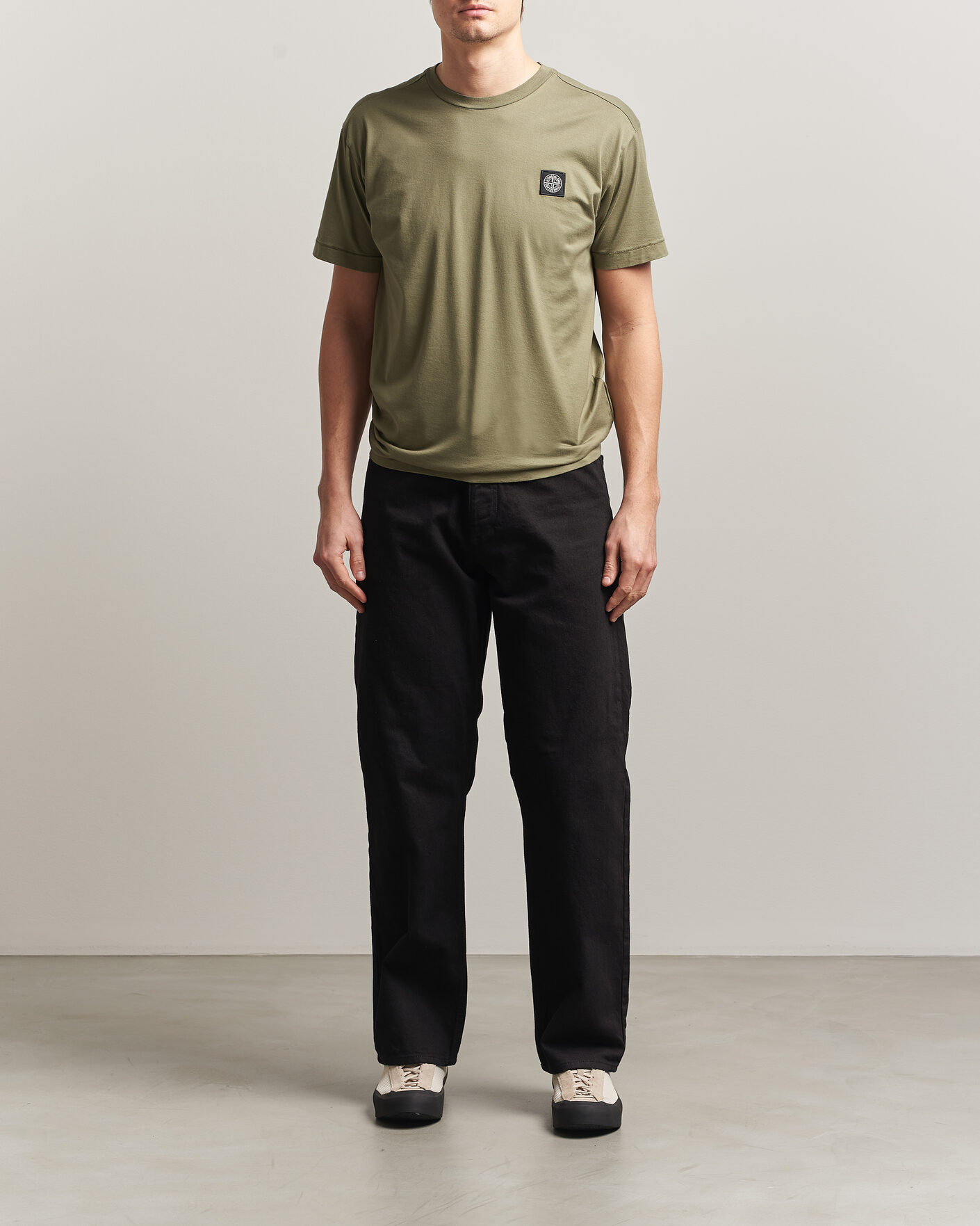 Stone Island Garment Dyed Cotton Jersey T-Shirt Military Green at