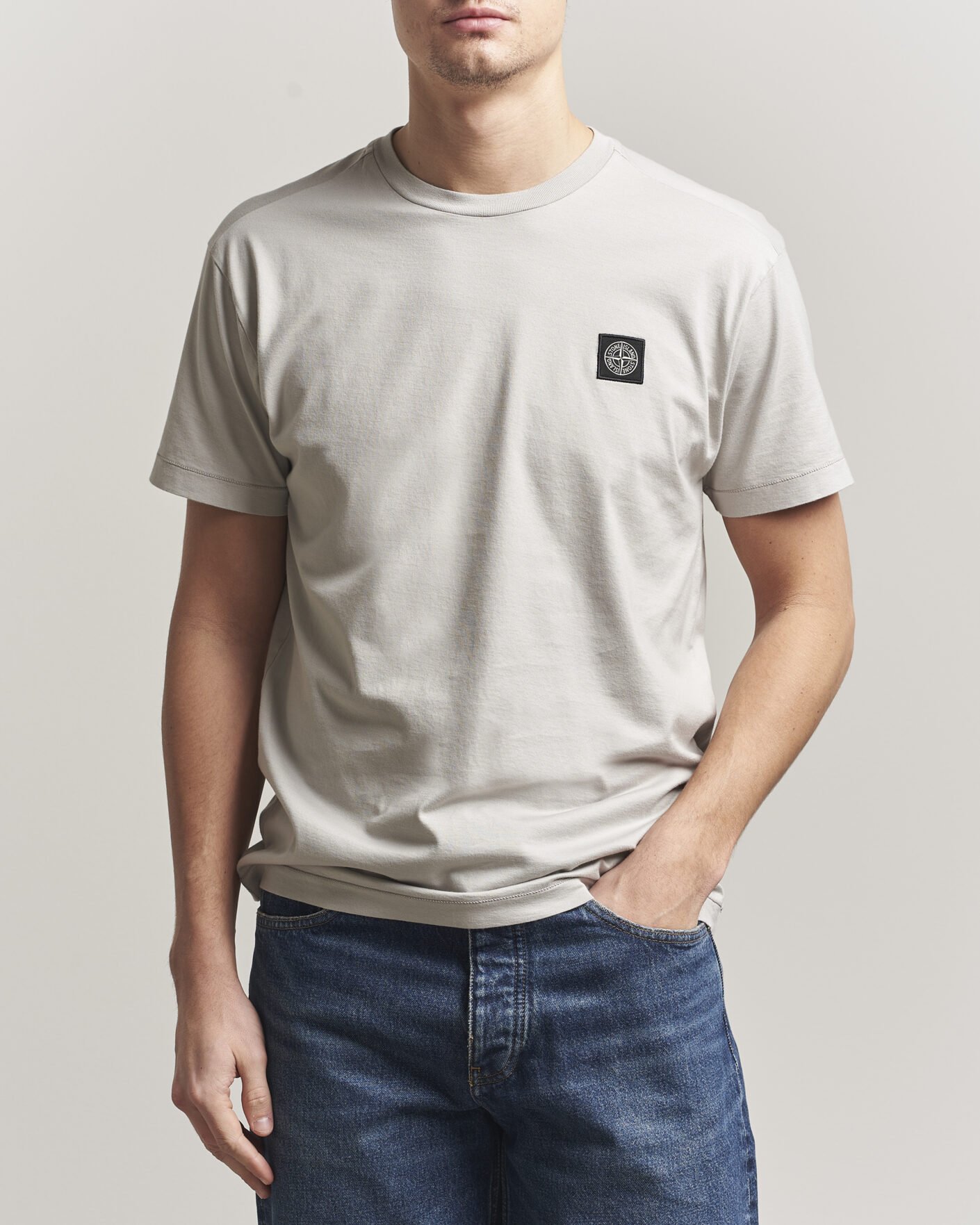 Men | T-Shirts | Stone Island | Garment Dyed Cotton Jersey T-Shirt Pearl Grey