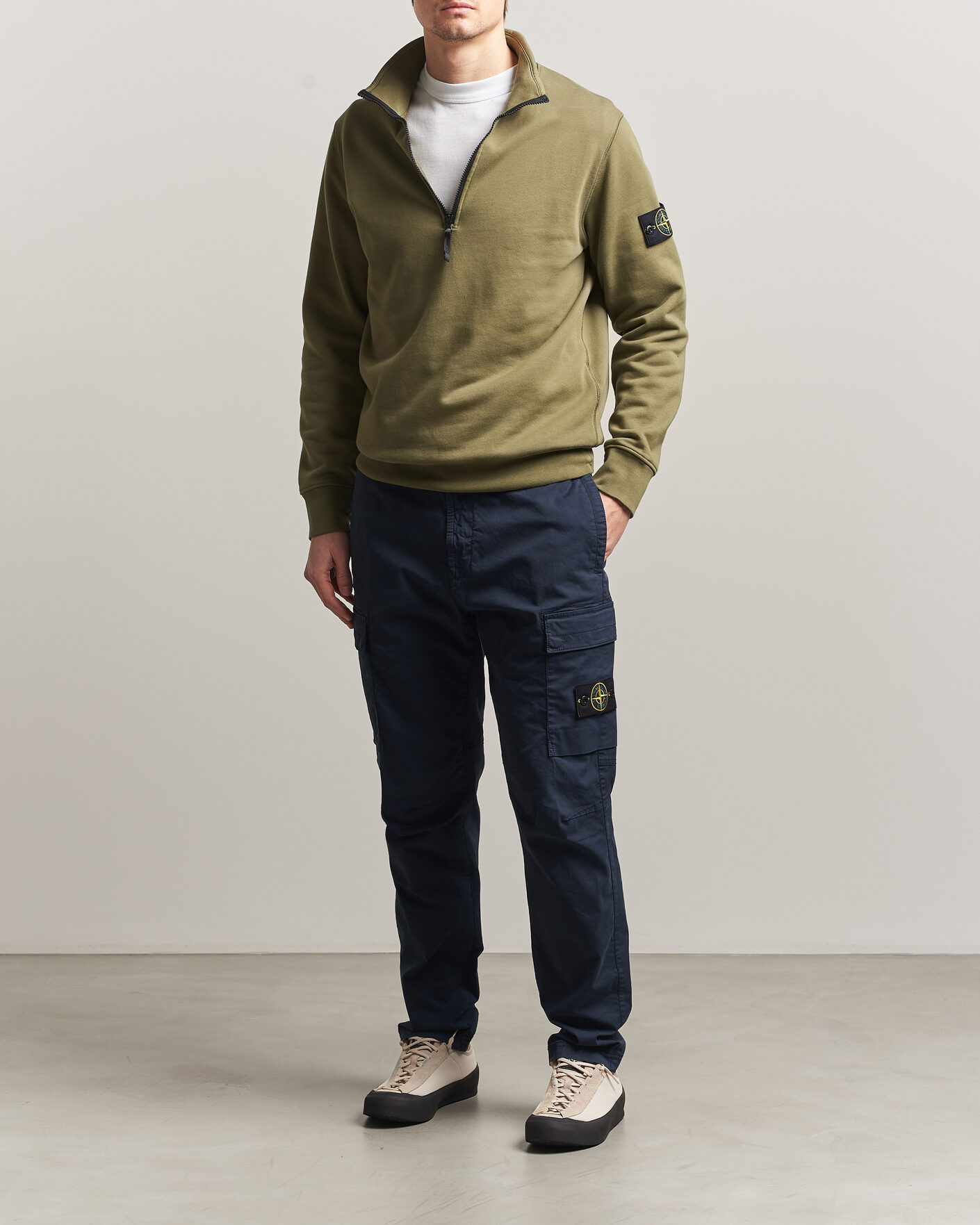 Men | Trousers | Stone Island | Stretch Cotton Twill Cargo Trousers Navy