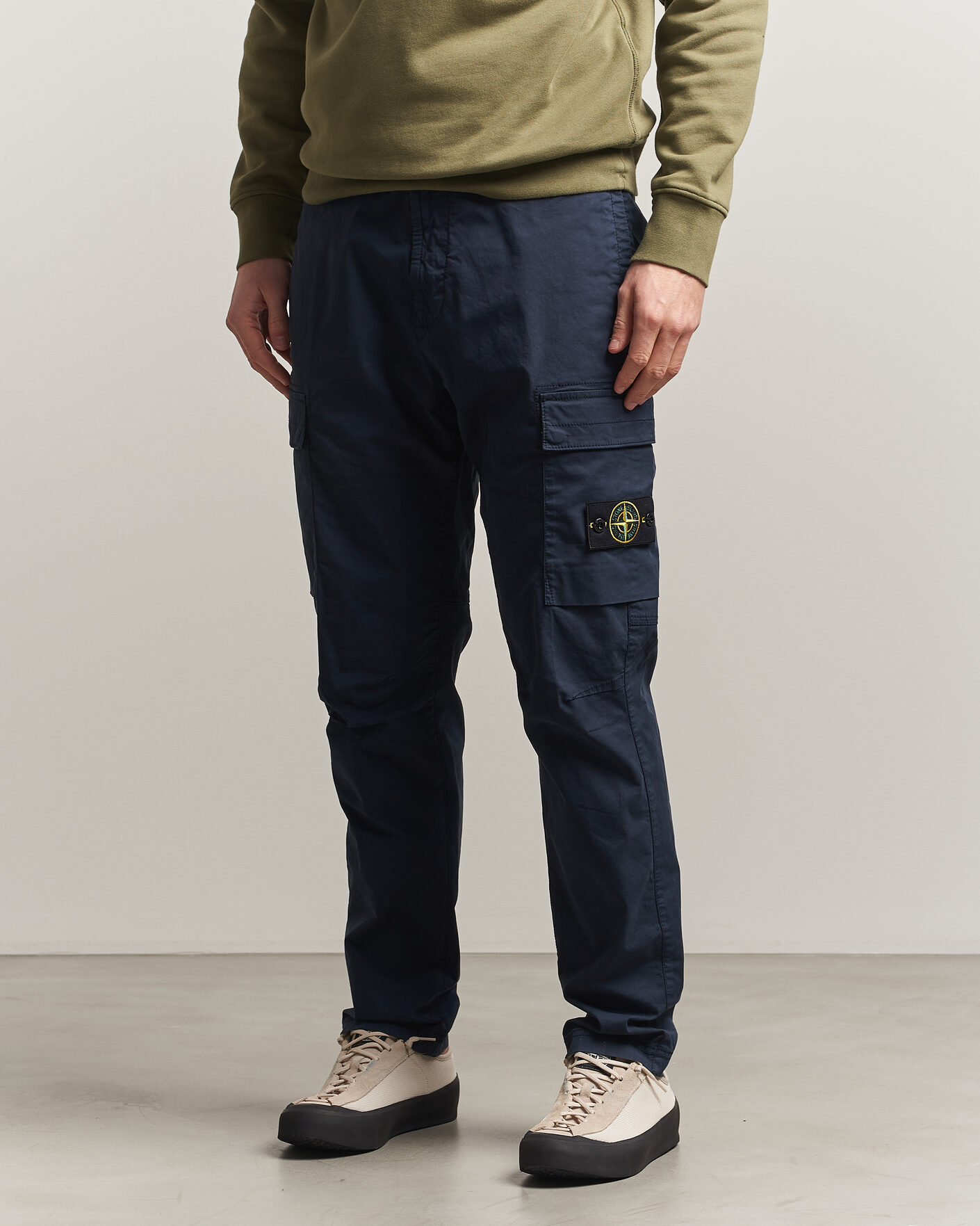 Stone Island Stretch Cotton Twill Cargo Trousers Desert at