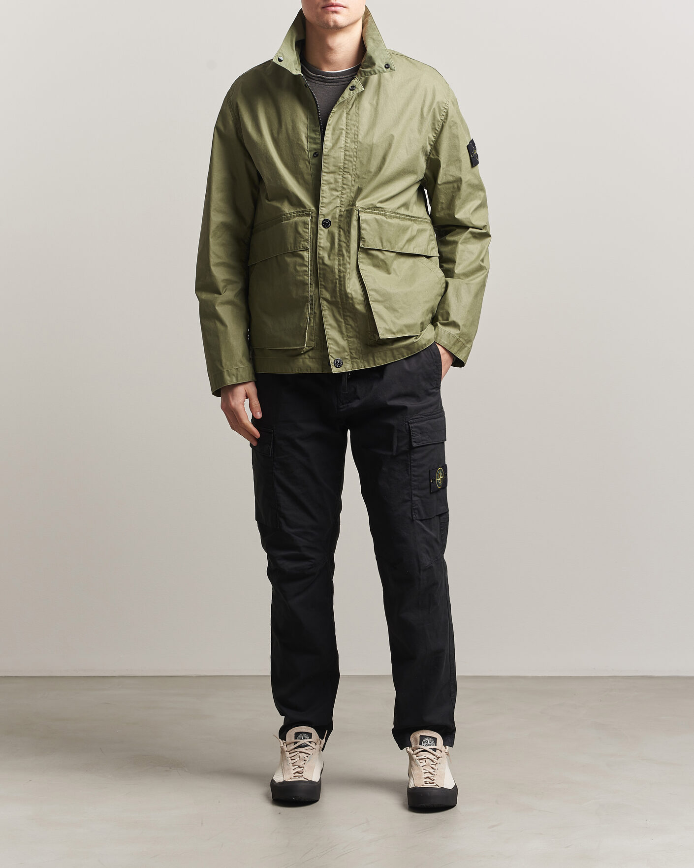 Men | Trousers | Stone Island | Stretch Cotton Twill Cargo Trousers Black