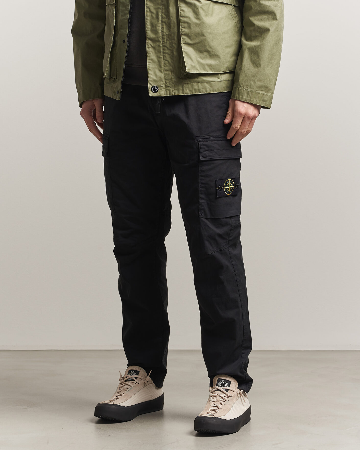 Men | Trousers | Stone Island | Stretch Cotton Twill Cargo Trousers Black