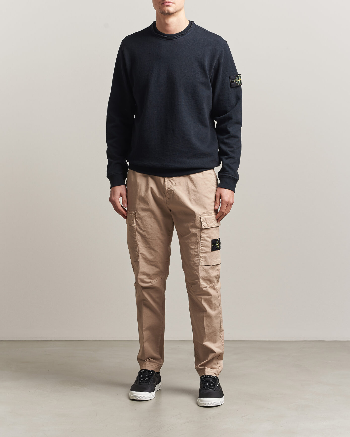 Stone Island Stretch Cotton Twill Cargo Trousers Desert at