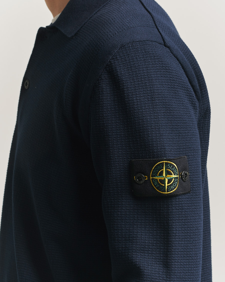Men | Sweaters & Knitwear | Stone Island | Micro Stitch Knitted Cotton Polo Navy