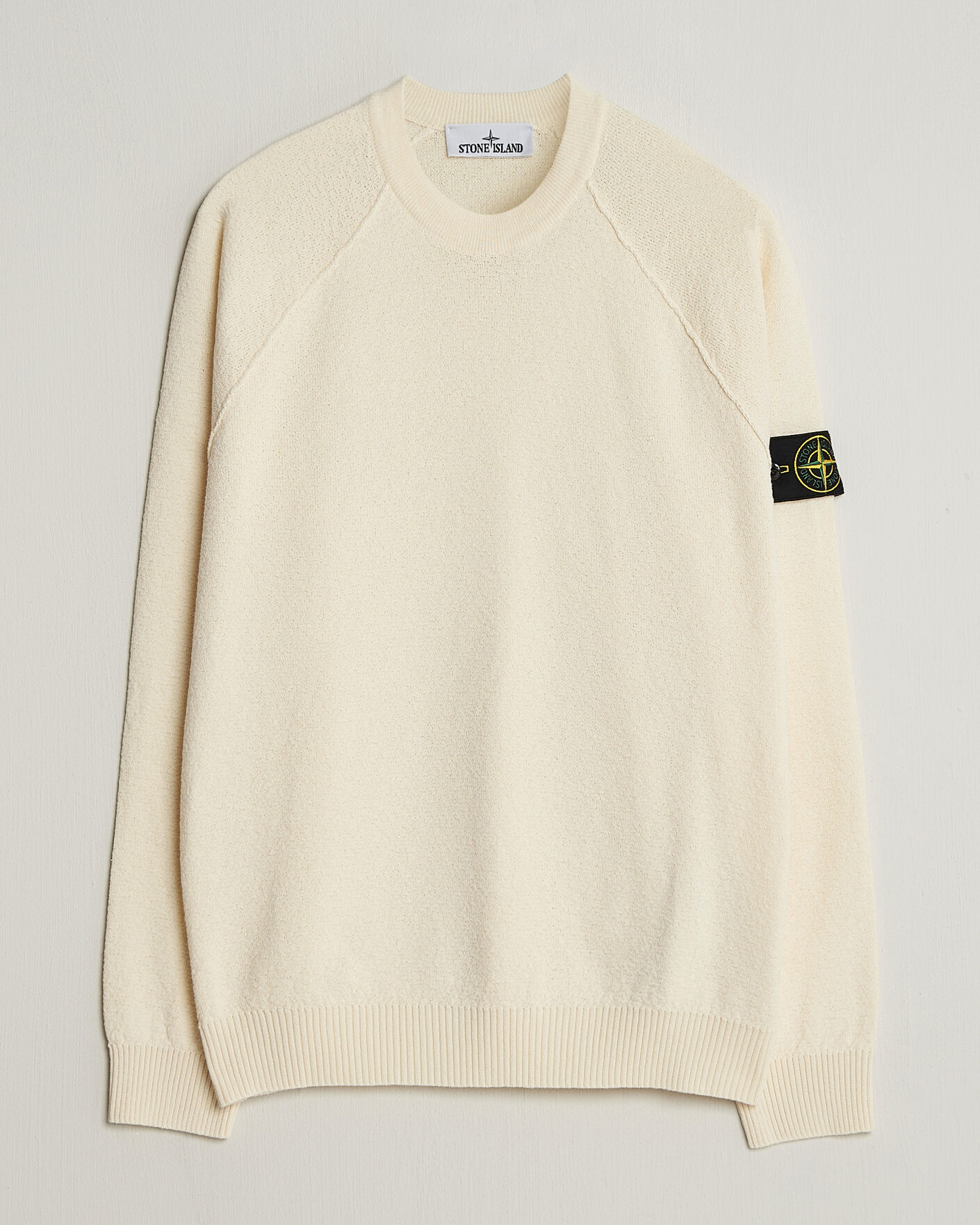 Men | Sweaters & Knitwear | Stone Island | Raw Hand Organic Cotton Crewneck Ivory