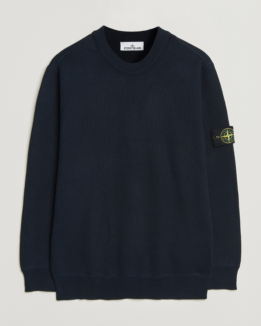 Men | Sweaters & Knitwear | Stone Island | Ribbed Soft Organic Cotton Crewneck Navy