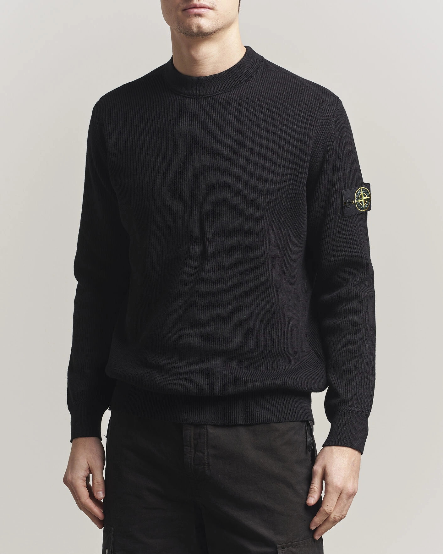 Men | Sweaters & Knitwear | Stone Island | Ribbed Soft Organic Cotton Crewneck Black