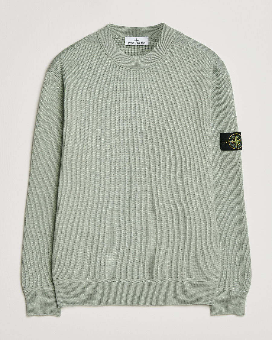 Men | Sweaters & Knitwear | Stone Island | Ribbed Soft Organic Cotton Crewneck Sage