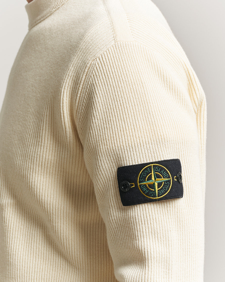 Men | Sweaters & Knitwear | Stone Island | Ribbed Soft Organic Cotton Crewneck Ivory