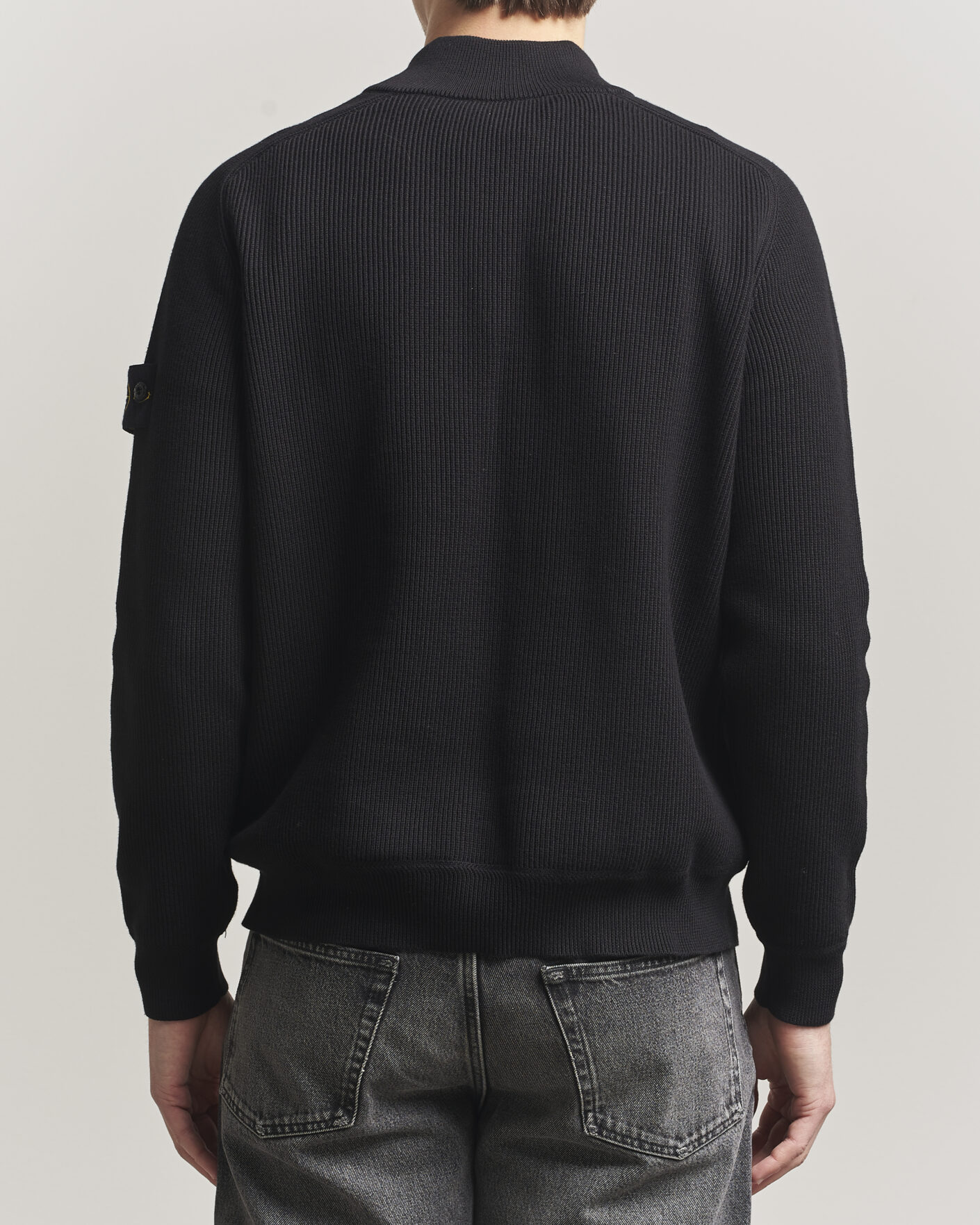 Men | Sweaters & Knitwear | Stone Island | Ribbed Soft Organic Cotton Half Zip Black