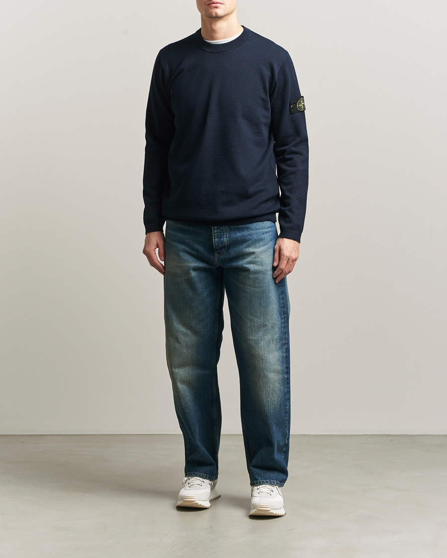 Men | Sweaters & Knitwear | Stone Island | Micro Stitch Soft Organic Cotton Crewneck Navy