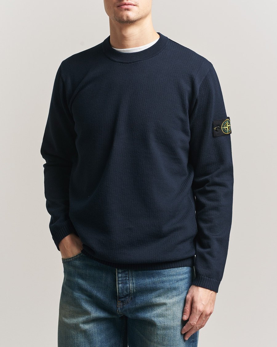 Men | Sweaters & Knitwear | Stone Island | Micro Stitch Soft Organic Cotton Crewneck Navy